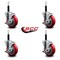 Service Caster 4'' Red Poly Swivel 3/4'' Expanding Stem Caster Set with Brake, 4PK SCC-EX20S414-PPUB-RED-TLB-34-4 - alternate 2